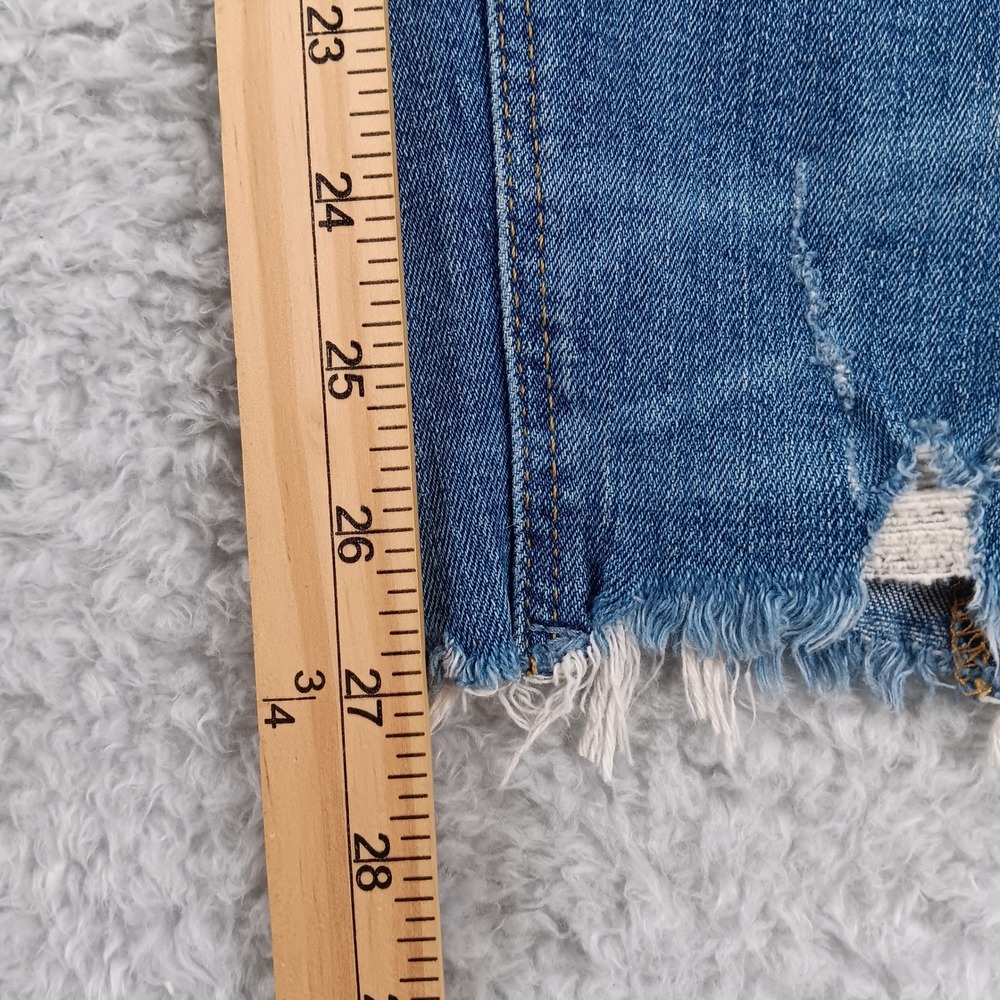 Zara Premium Denim The Skinny Jeans Blue High Rise Frayed Hem Womens Size 8 - Picture 7 of 9